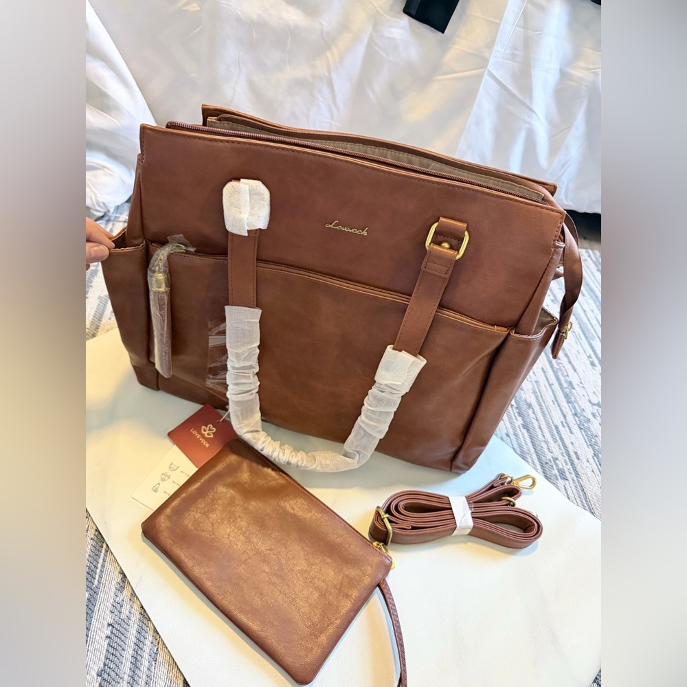 Elegant Brown Leather Shoulder Bag by Lavie